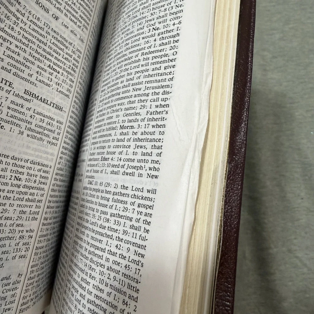 LDS Quadruple Combination Book of Mormon Bible Burgundy Leather Good Indexed